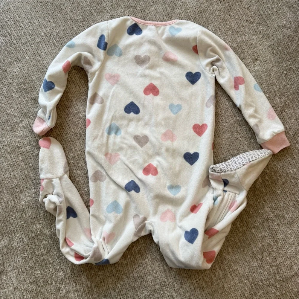Carter's Heart Print‎ Fleece Footed Pajamas 4T